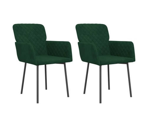 Sillas de comedor 2 unidades terciopelo verde oscuro