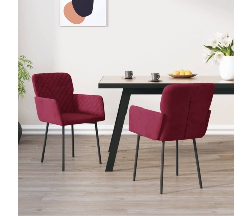 Sillas de comedor 2 unidades terciopelo rojo tinto