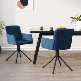 Sillas de comedor giratorias 2 uds terciopelo azul