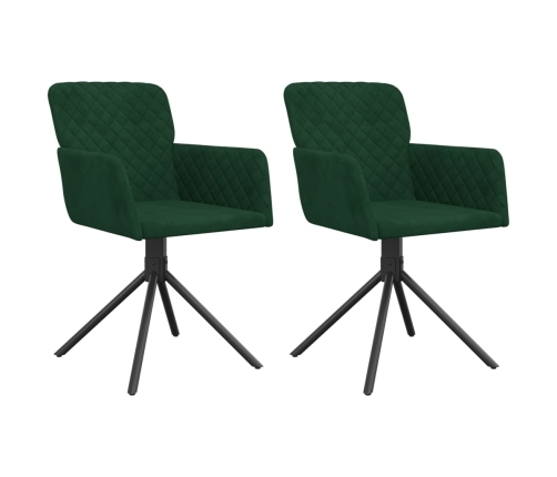 Sillas de comedor giratorias 2 unidades terciopelo verde oscuro