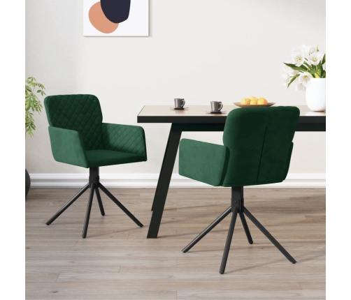 Sillas de comedor giratorias 2 unidades terciopelo verde oscuro