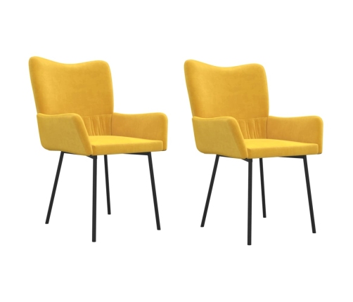 Sillas de comedor 2 unidades terciopelo amarillo