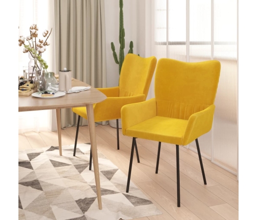 Sillas de comedor 2 unidades terciopelo amarillo