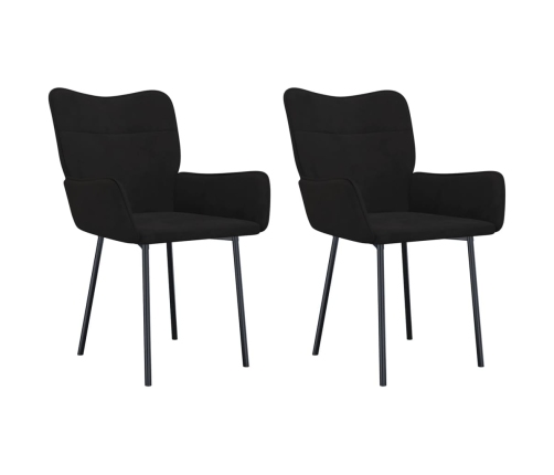 Sillas de comedor 2 unidades terciopelo negro