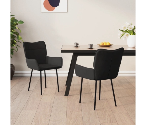 Sillas de comedor 2 unidades terciopelo negro