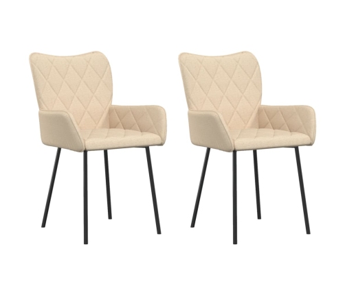 Sillas de comedor 2 unidades tela color crema