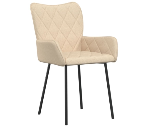 Sillas de comedor 2 unidades tela color crema