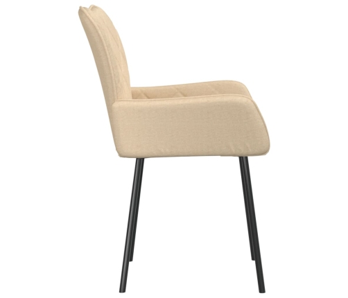 Sillas de comedor 2 unidades tela color crema