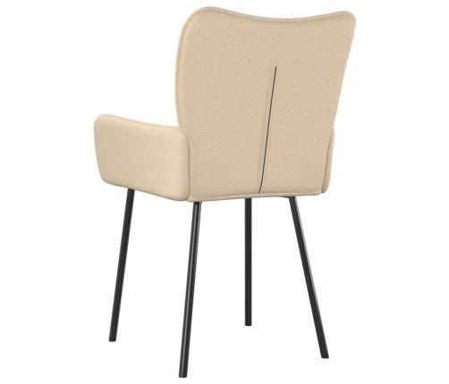 Sillas de comedor 2 unidades tela color crema