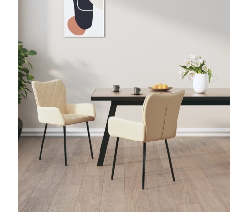 Sillas de comedor 2 unidades tela color crema