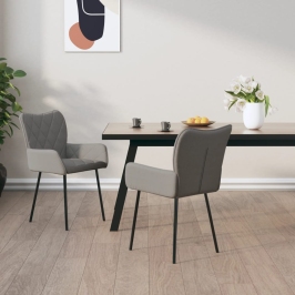 Sillas de comedor giratorias 2 unidades tela gris claro