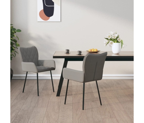 Sillas de comedor giratorias 2 unidades tela gris claro