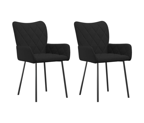 Sillas de comedor 2 unidades tela negro