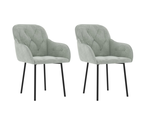 Sillas de comedor 2 unidades terciopelo gris claro