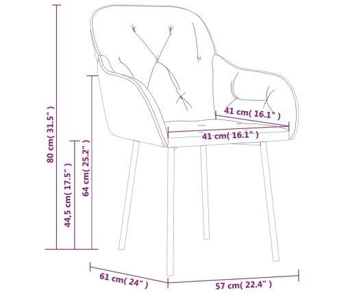 Sillas de comedor 2 unidades terciopelo gris claro