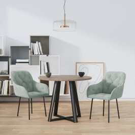 Sillas de comedor 2 unidades terciopelo gris claro
