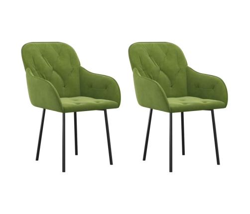 Sillas de comedor 2 unidades terciopelo verde claro