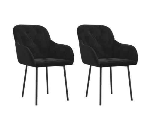 Sillas de comedor 2 unidades terciopelo negro