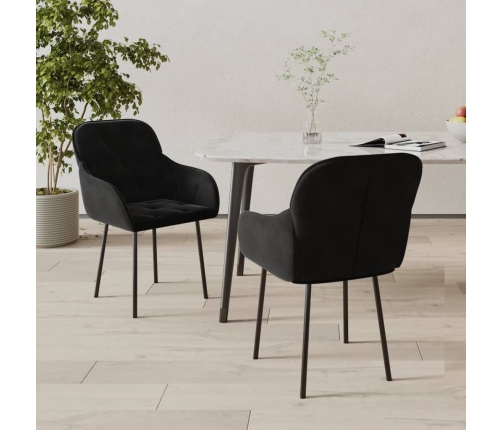 Sillas de comedor 2 unidades terciopelo negro
