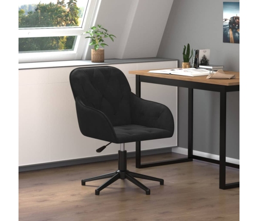 Silla de oficina giratoria de terciopelo negro