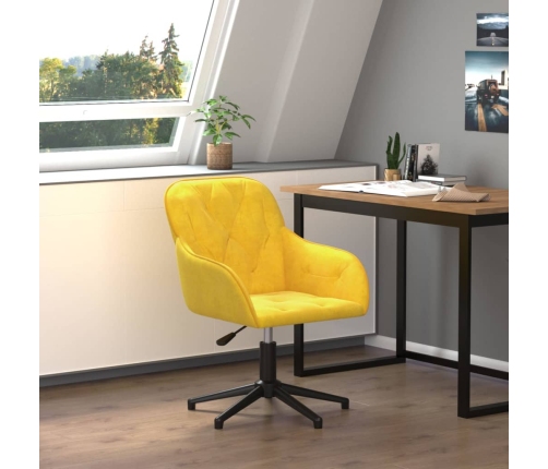 Silla de oficina giratoria de terciopelo amarillo