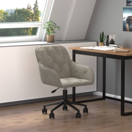 Silla de oficina giratoria de terciopelo gris claro