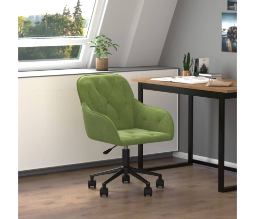 Silla de oficina giratoria de terciopelo verde claro