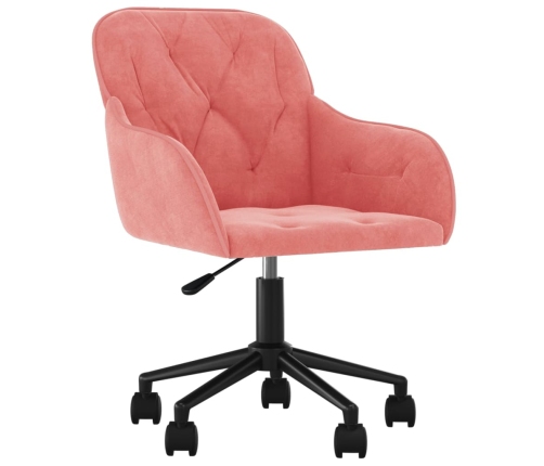 Silla de oficina giratoria de terciopelo rosa