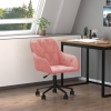 Silla de oficina giratoria de terciopelo rosa