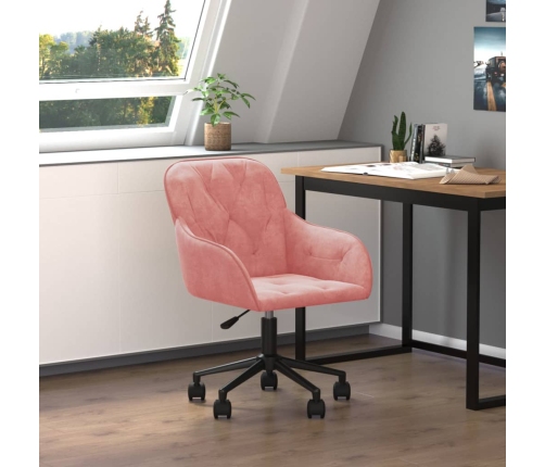 Silla de oficina giratoria de terciopelo rosa