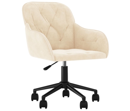 Silla de oficina giratoria de terciopelo color crema