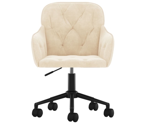 Silla de oficina giratoria de terciopelo color crema