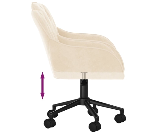 Silla de oficina giratoria de terciopelo color crema