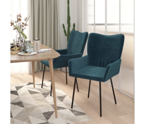 Sillas de comedor 2 unidades terciopelo azul