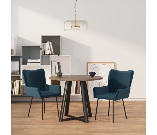 Sillas de comedor 2 unidades terciopelo azul