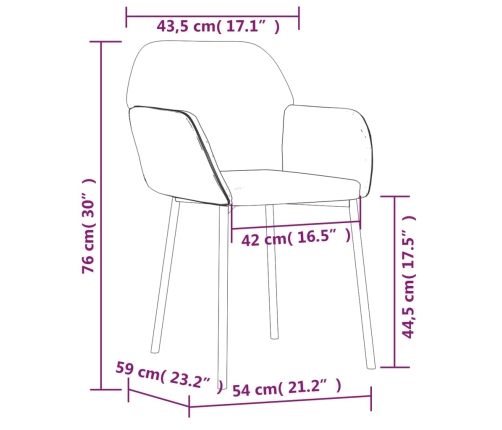 Sillas de comedor 2 uds terciopelo gris claro