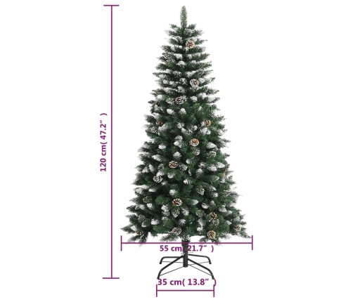 Árbol de Navidad artificial con soporte PVC verde 120 cm