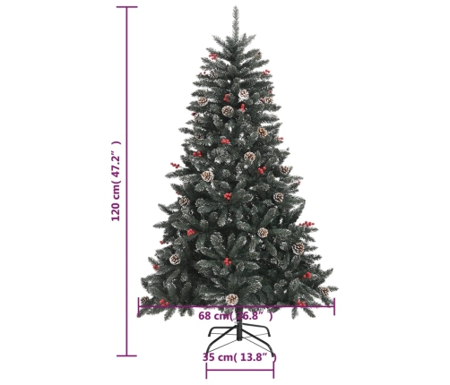 Árbol de Navidad artificial con soporte PVC verde 120 cm