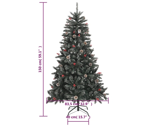 Árbol de Navidad artificial con soporte PVC verde 150 cm