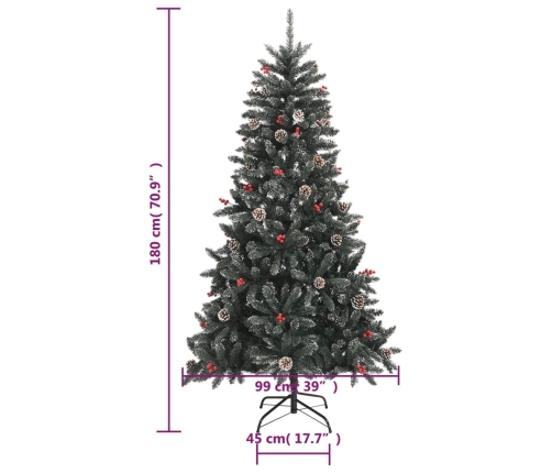 Árbol de Navidad artificial con soporte PVC verde 180 cm