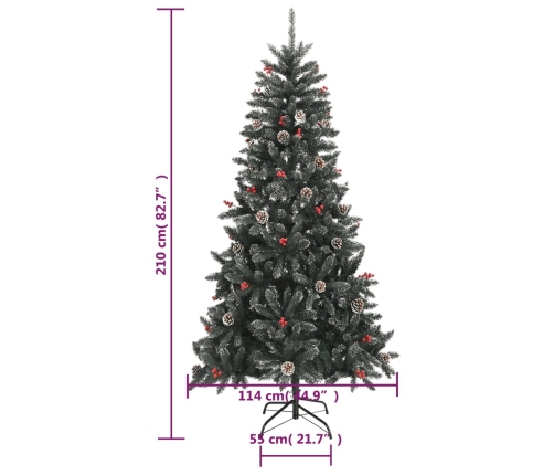 Árbol de Navidad artificial con soporte PVC verde 210 cm