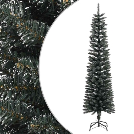 Árbol Navidad artificial estrecho con soporte PVC verde 180 cm