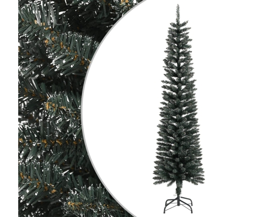 Árbol Navidad artificial estrecho con soporte PVC verde 210 cm