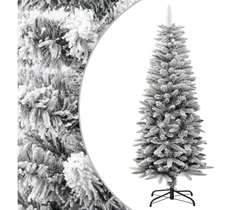 Árbol de Navidad artificial estrecho con nieve PVC y PE 120 cm