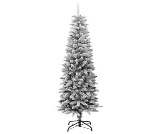 Árbol de Navidad artificial estrecho con nieve PVC y PE 150 cm