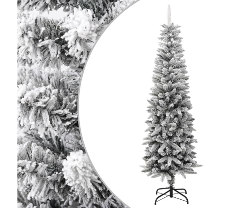 Árbol de Navidad artificial estrecho con nieve PVC y PE 180 cm