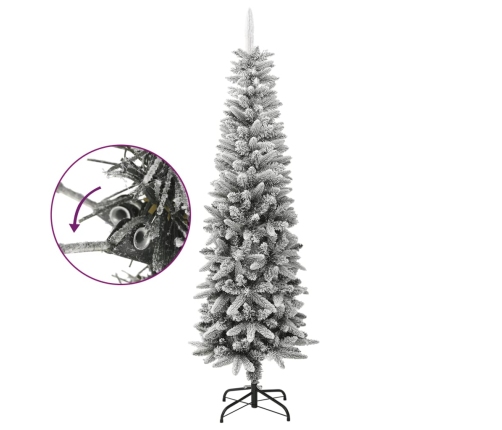 Árbol de Navidad artificial estrecho con nieve PVC y PE 180 cm