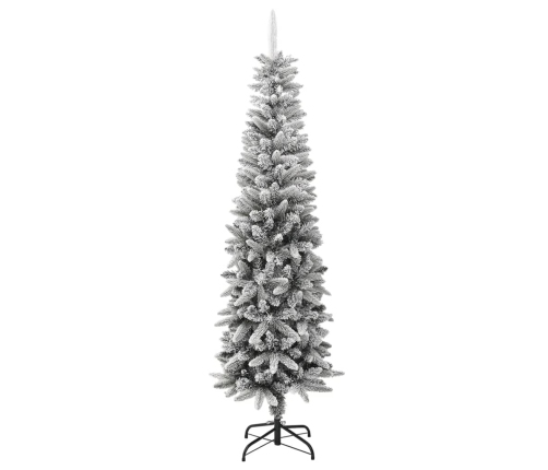 Árbol de Navidad artificial estrecho con nieve PVC y PE 210 cm