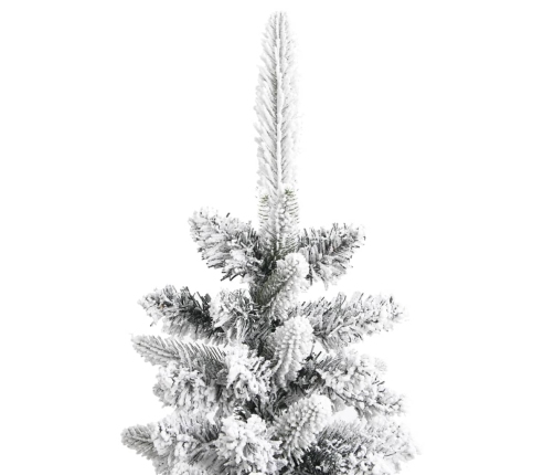 Árbol de Navidad artificial estrecho con nieve PVC y PE 210 cm