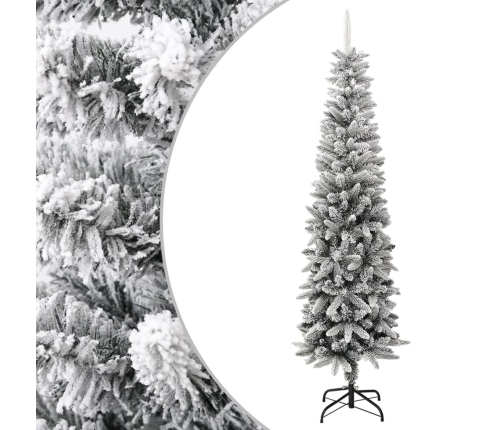 Árbol de Navidad artificial estrecho con nieve PVC y PE 240 cm